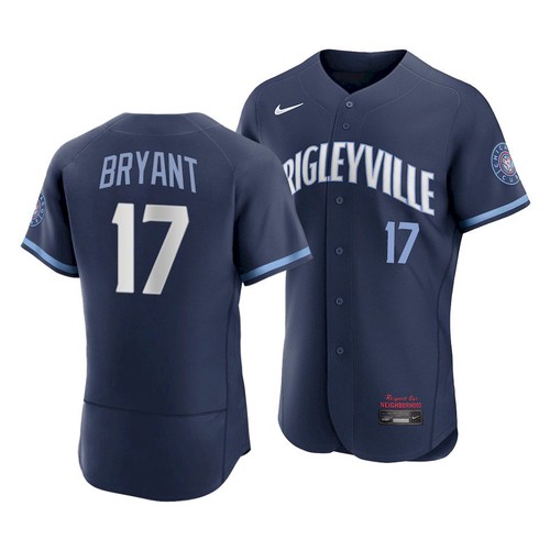 Men's Chicago Cubs #17 Kris Bryant 2021 Navy City Connect Stitched Jersey